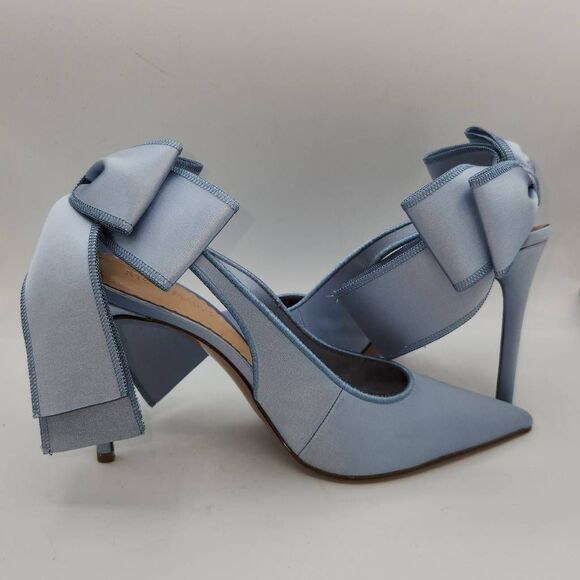 Steve Madden Teacup Blue Satin Pointed Toe Slingback Heel Women's Size 9 - Picture 4 of 7